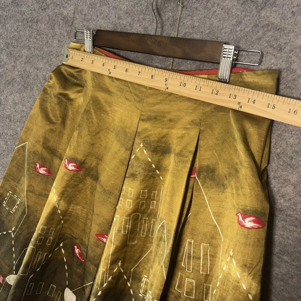 Maeve Feathered Village Silk Blend‎ Skirt Womens Sz 4 Pleated Lined Lightweight